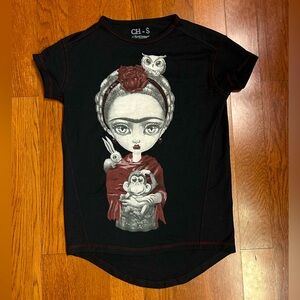 Ay Guey brand Frida Kahlo black and white t-shirt. Size small